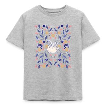 Swan Decor - Kids' T-Shirt - heather grey - Front - AI Model Kid Male (0cm)