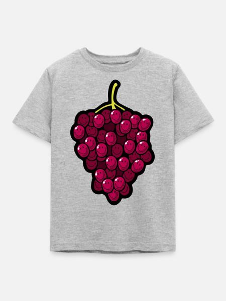 Smiley Grapes - Kinder T-Shirt - Grau meliert