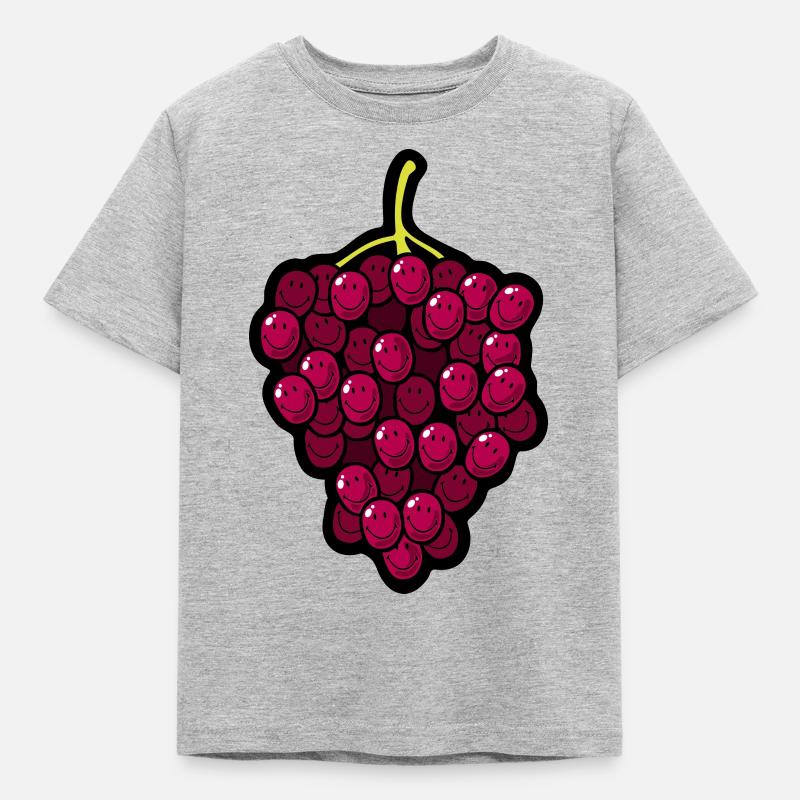Smiley Grapes - Kinder T-Shirt - Grau meliert