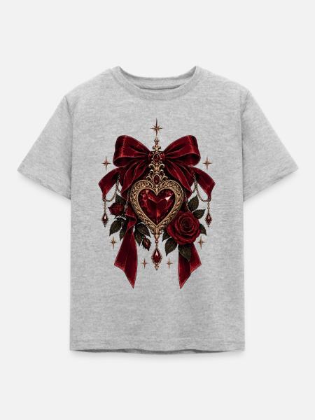 Gothic Heart Dark Romance - Kinder T-Shirt - Grau meliert