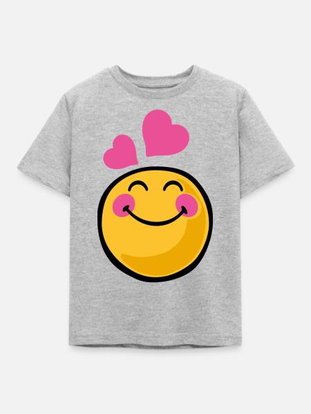 Smiley romantic - Kinder T-Shirt - Grau meliert