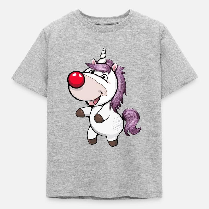 Einhorn Red Nose - Kinder T-Shirt - Grau meliert