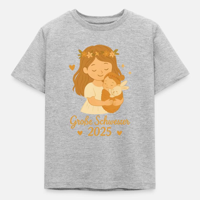 Grosse Schwester - Kinder T-Shirt - Grau meliert