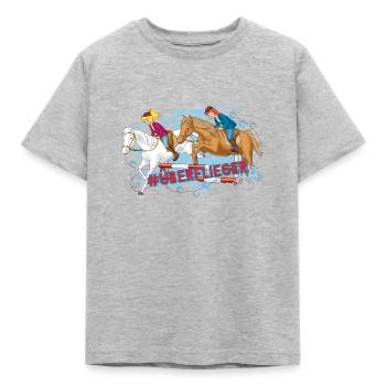 Bibi und Tina 'Überflieger' - Kinder T-Shirt - Grau meliert - Vorne - AI Model Kid Male (0cm)