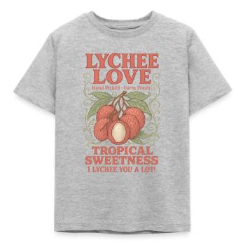 Litschi Tropische Frucht Retro - Kinder T-Shirt - Grau meliert - Vorne - AI Model Kid Male (0cm)