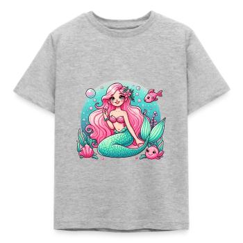 T-shirt pastel de dessin animé de sirène de conte de fées - T-shirt Enfant - gris chiné - Devant - AI Model Kid Male (0cm)