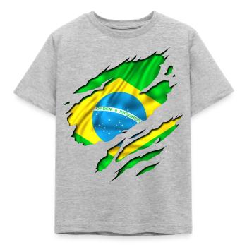 brazilien countries football - Kinder T-Shirt - Grau meliert - Vorne - AI Model Kid Male (0cm)