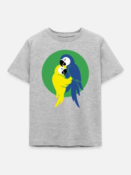Tanzende Papageien – Forro Paar - Kinder T-Shirt - Grau meliert