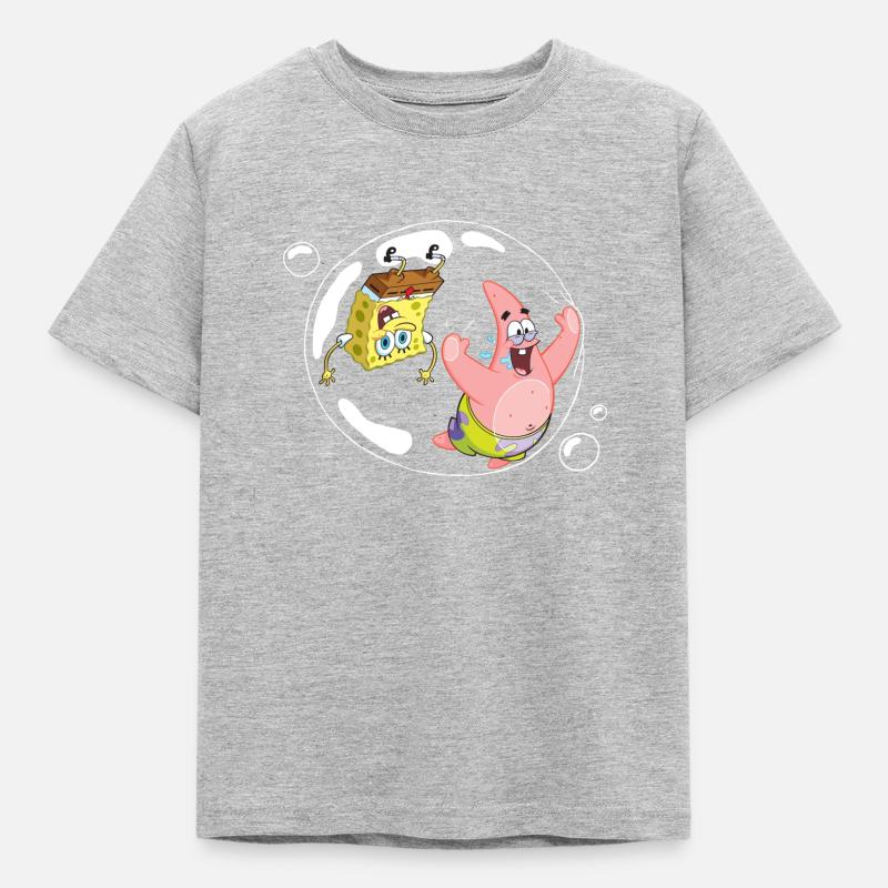 Bob l'Éponge Avec Patrick Dans Une Bulle - T-shirt Enfant - gris chiné