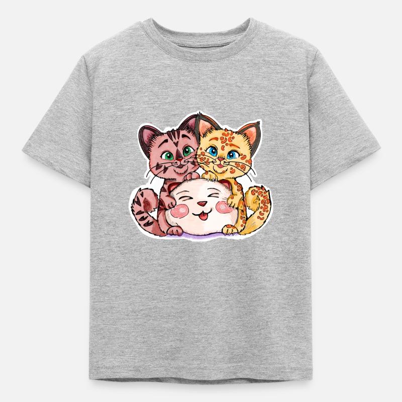 Deux chatons avec une peluche - T-shirt Enfant - gris chiné