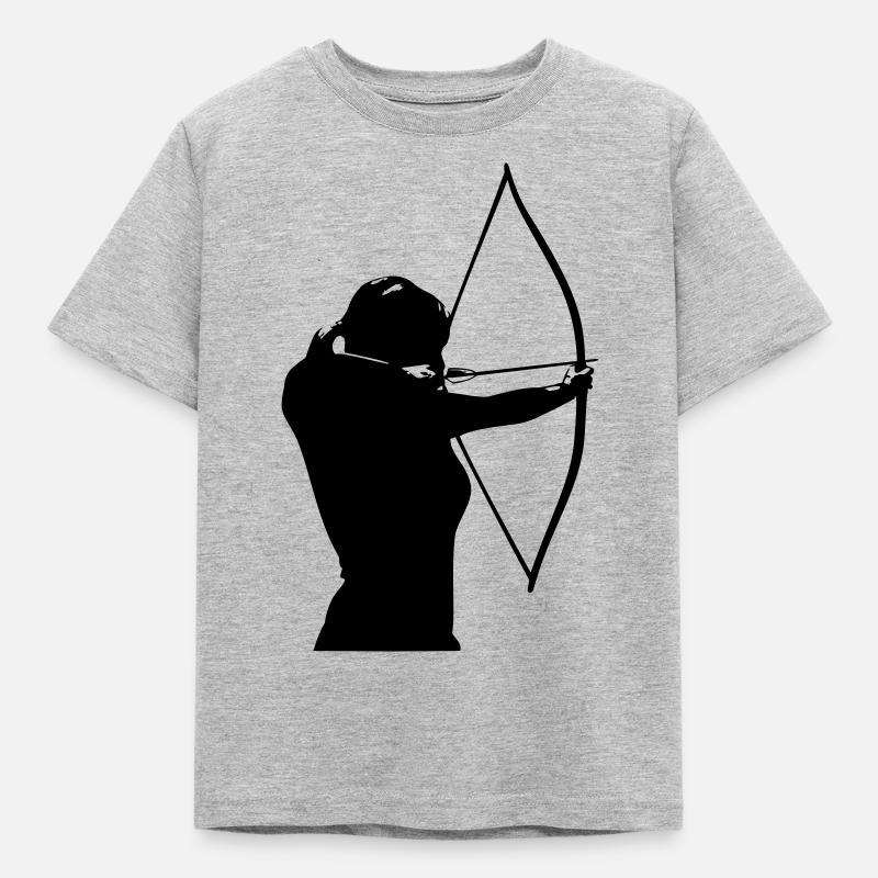 Weibliche Bogenschützin - Kinder T-Shirt - Grau meliert