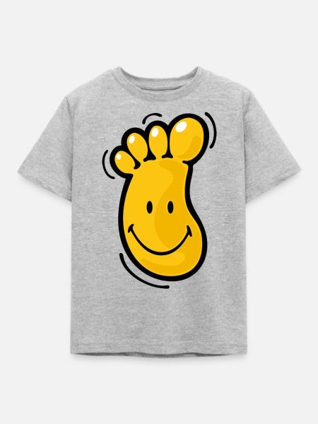 Smiley Foot - Kinder T-Shirt - Grau meliert