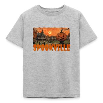 Vintage Halloween Shirt, Spooky Village Tee - Kids' T-Shirt - heather grey - Front - AI Model Kid Male (0cm)