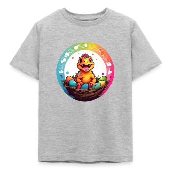Dinobaby petit dinosaure dans le panier de Pâques - T-shirt Enfant - gris chiné - Devant - AI Model Kid Male (0cm)