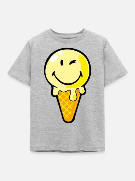 Smiley Ice Cream - Kinder T-Shirt - Grau meliert