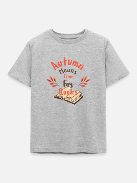 Bücher Lesen Herbst - Kinder T-Shirt - Grau meliert