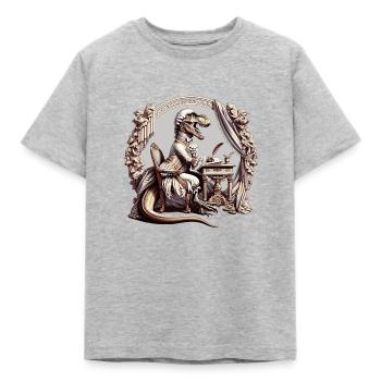 Le poète T-Rex - Majestueux et érudit - T-shirt Enfant - gris chiné - Devant - AI Model Kid Male (0cm)