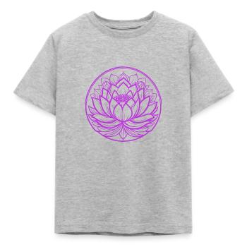 Lotus violett - Kinder T-Shirt - Grau meliert - Vorne - AI Model Kid Male (0cm)
