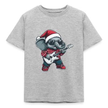 Elephant Christmas Rocker Guitar - Kids' T-Shirt - heather grey - Front - AI Model Kid Male (0cm)