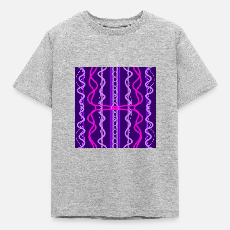 Lignes ondulées verticales roses et violettes - T-shirt Enfant - gris chiné