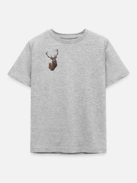 Hirsch - Kinder T-Shirt - Grau meliert