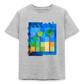 Bäume (Muster, Minimal) - Kinder T-Shirt - Grau meliert - Vorne - AI Model Kid Male (0cm)