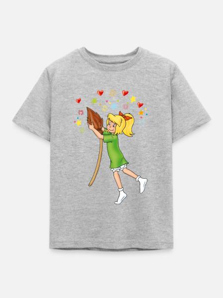 Bibi mit Kartoffelbrei Herzen Sternchen - Kinder T-Shirt - Grau meliert