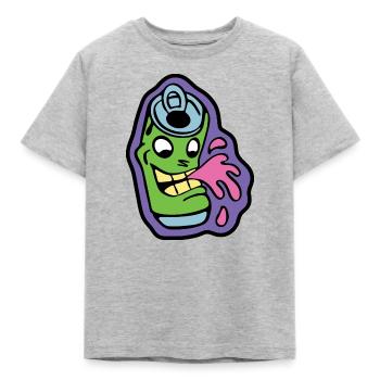 Crazy crachant soda pop boisson canette en métal - dessin animé - T-shirt Enfant - gris chiné - Devant - AI Model Kid Male (0cm)