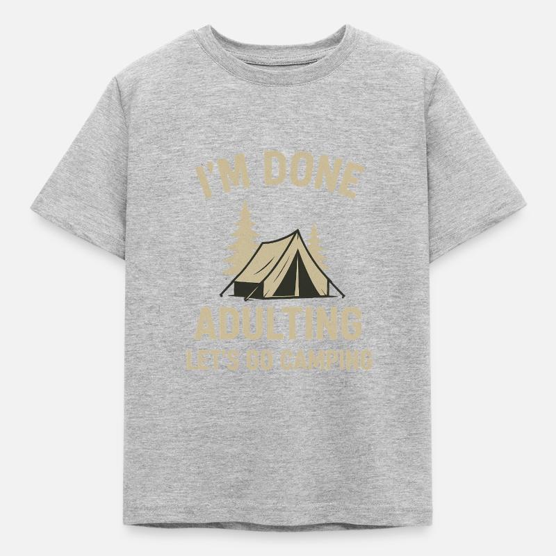 Camping - Kinder T-Shirt - Grau meliert