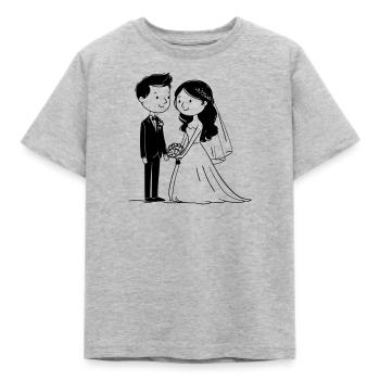 Wedding Couple – Romantic Vector Graphic - Kids' T-Shirt - heather grey - Front - AI Model Kid Male (0cm)
