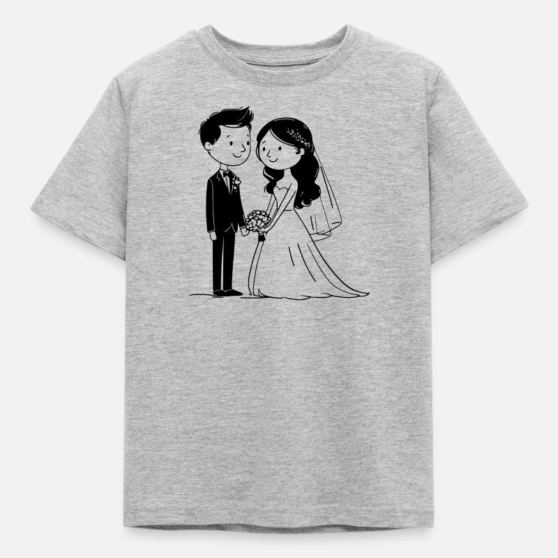 Couple de mariage - Graphique vectoriel romantique - T-shirt Enfant - gris chiné