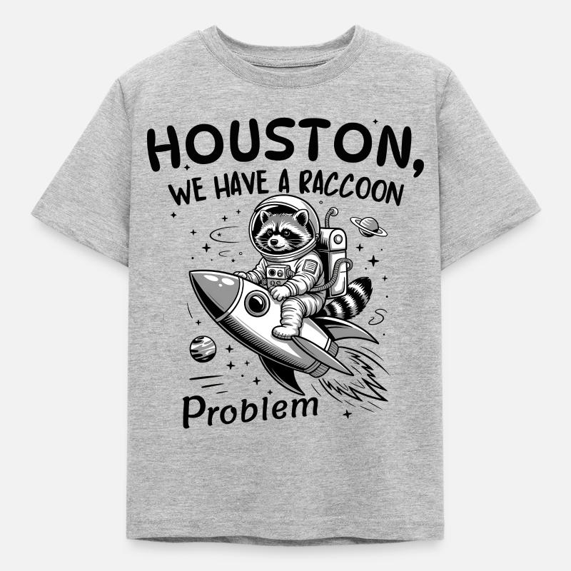 Houston We Have A Raccoon Problem Space Rocket - Kids' T-Shirt - heather grey