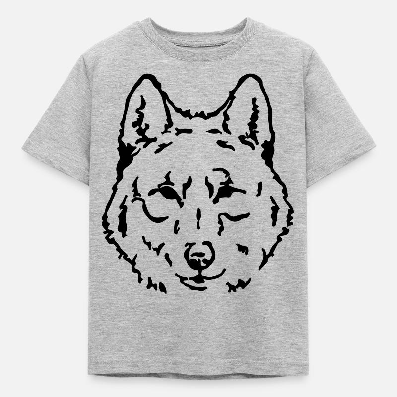 wolf face - Kinder T-Shirt - Grau meliert