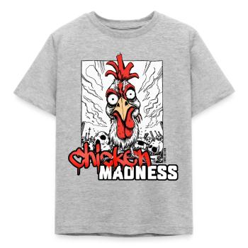 Chicken Madness Shirt – Durchgeknalltes Huhn - Kinder T-Shirt - Grau meliert - Vorne - AI Model Kid Male (0cm)