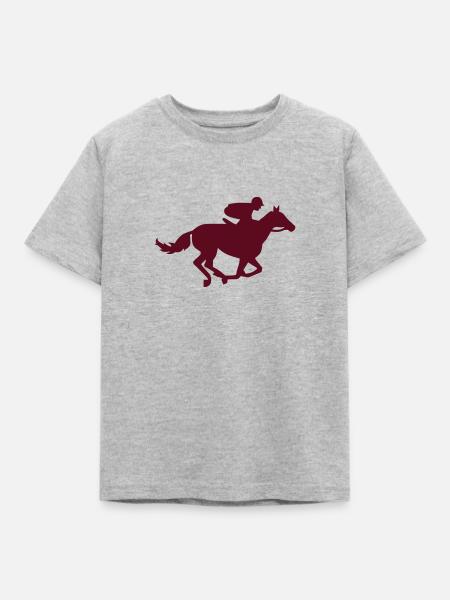 Pferderennen - Kinder T-Shirt - Grau meliert