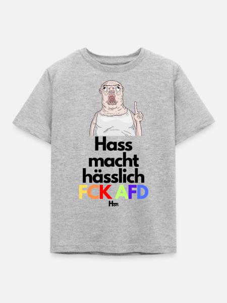 HASS macht HÄSSLICH - Kinder T-Shirt - Grau meliert