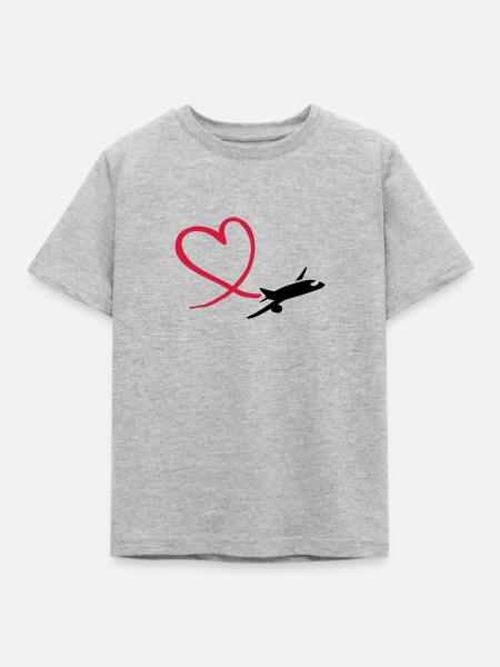 Flugzeug - Kinder T-Shirt - Grau meliert