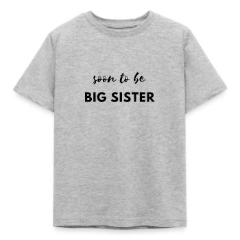 Bald große Schwester - Kinder T-Shirt - Grau meliert - Vorne - AI Model Kid Male (0cm)