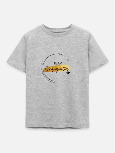 Team Einzigartig - positives Denken - Affirmation - Kinder T-Shirt - Grau meliert