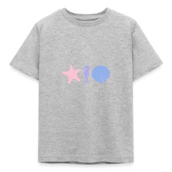 Étoile de mer Hippocampe Coquillage Pastel - T-shirt Enfant - gris chiné - Devant - AI Model Kid Male (0cm)