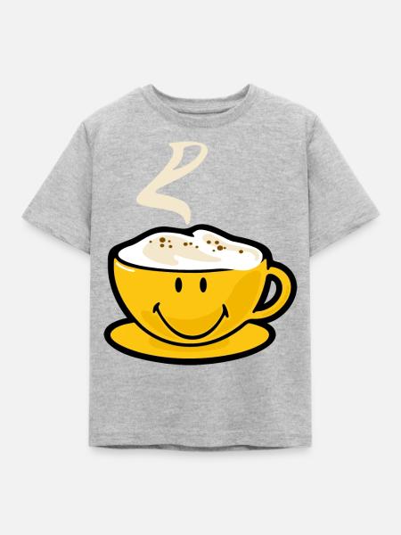 Smiley Capuccino - Kinder T-Shirt - Grau meliert