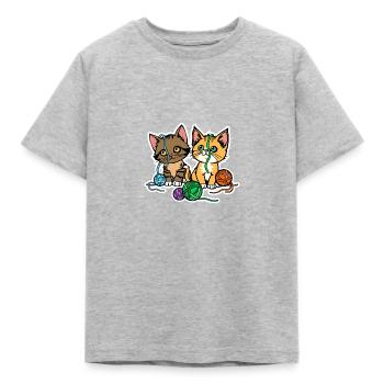 Mes chats s’amusent avec ma laine ! - T-shirt Enfant - gris chiné - Devant - AI Model Kid Male (0cm)