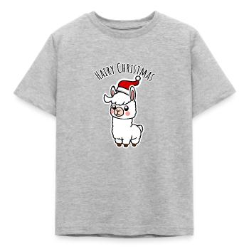 Hairy Christmas Christmas Alpaca with pointed hat - Kids' T-Shirt - heather grey - Front - AI Model Kid Male (0cm)