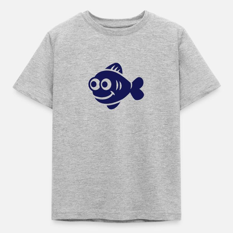 Fisch - Kinder T-Shirt - Grau meliert