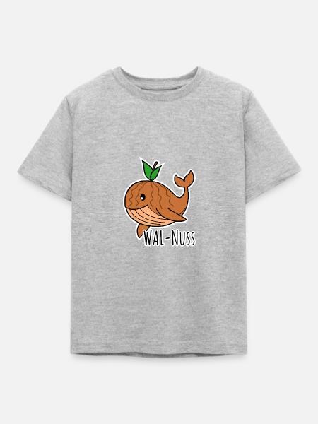 Wal-Nuss - Wal trifft Nuss - Kinder T-Shirt - Grau meliert