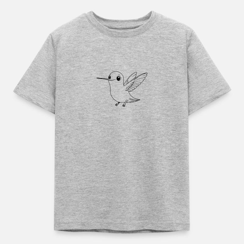 Colibri mignon - Conception de dessin animé d’oiseau mignon - T-shirt Enfant - gris chiné