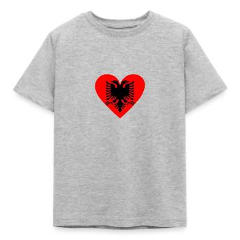Albania Heart - Kids' T-Shirt - heather grey - Front - AI Model Kid Male (0cm)