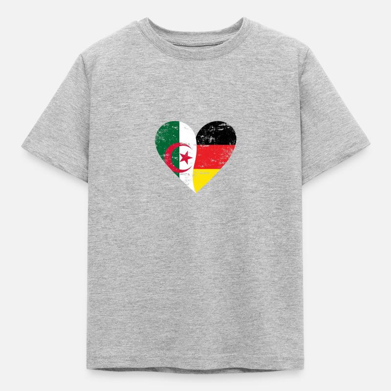 Algérie Allemagne Drapeau Coeur - T-shirt Enfant - gris chiné
