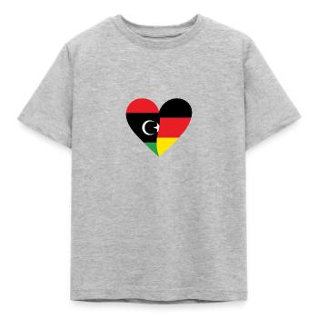 Libya Germany Heart - Kinder T-Shirt - Grau meliert - Vorne - AI Model Kid Male (0cm)