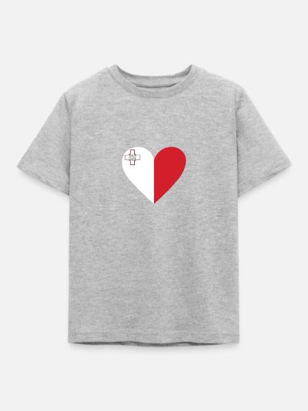 Malta Heart - Kinder T-Shirt - Grau meliert